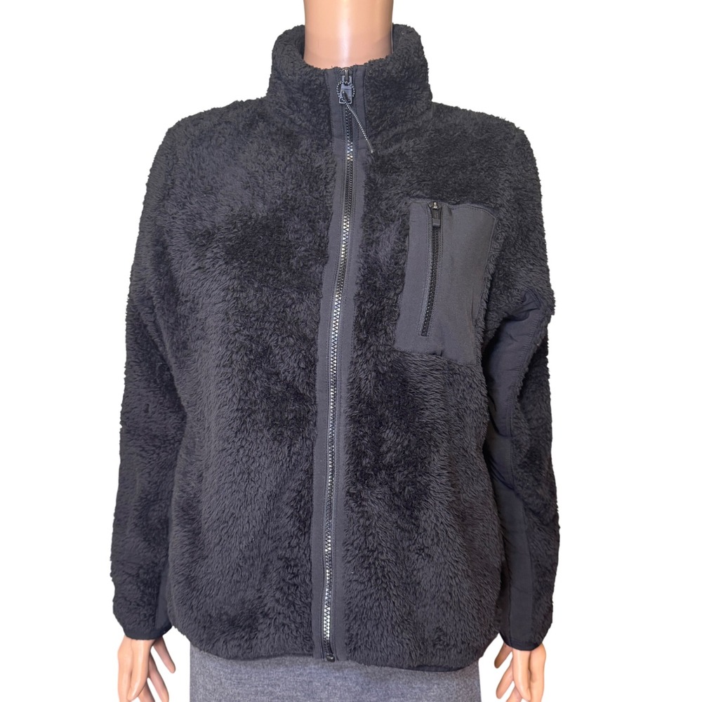 Calvin Klein Performance Black Sherpa Fleece Full Zip Jacket Mens Medium Pocket
